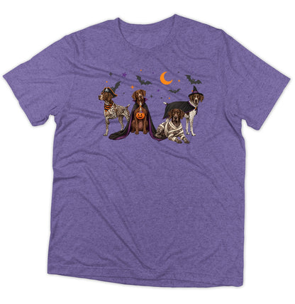 German Shorthaired Pointer Halloween Lineup - Adult Tri-Blend T-Shirt