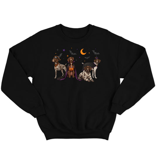 German Shorthaired Pointer Halloween Lineup - Adult Unisex Crewneck Sweatshirt