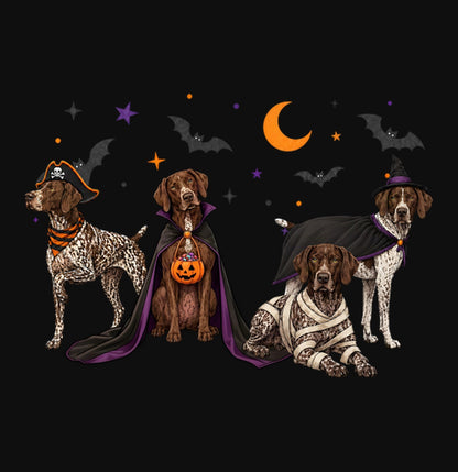 German Shorthaired Pointer Halloween Lineup - Adult Unisex Crewneck Sweatshirt