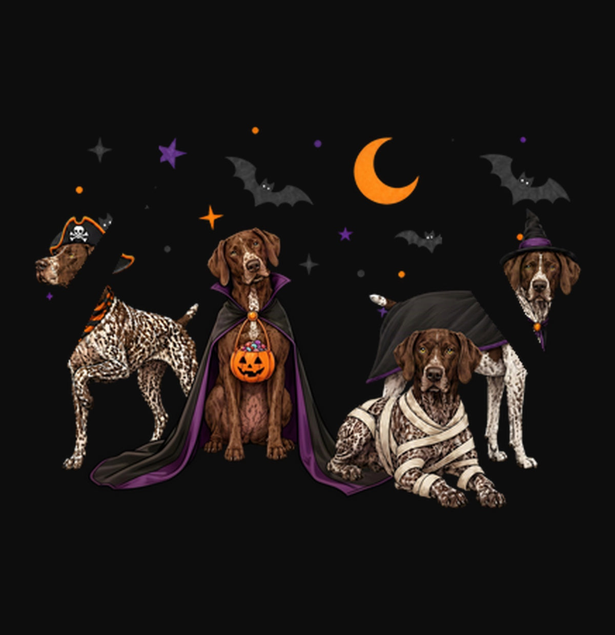 German Shorthaired Pointer Halloween Lineup - Adult Unisex Hoodie