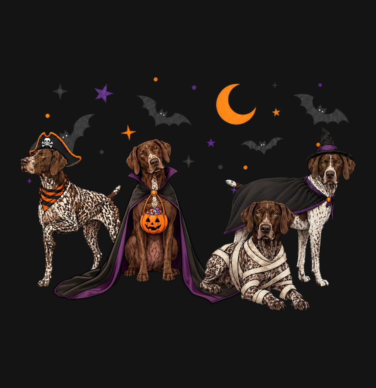 German Shorthaired Pointer Halloween Lineup - Kids Unisex T-Shirt