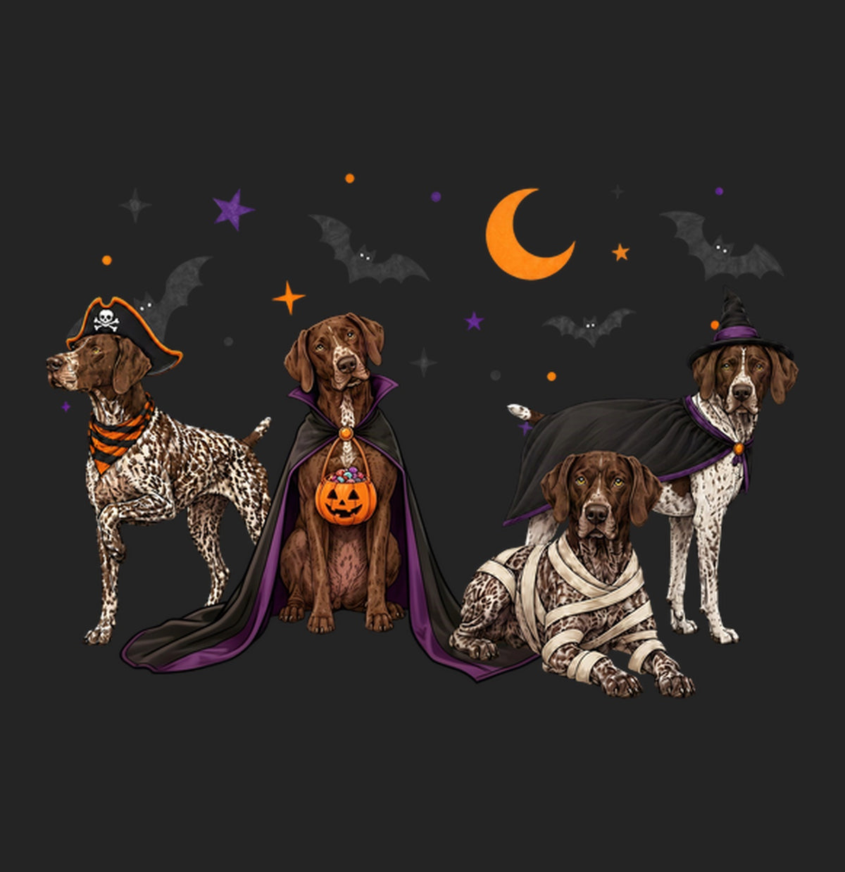 German Shorthaired Pointer Halloween Lineup - Women's Tri-Blend T-Shirt