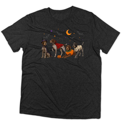 German Wirehaired Pointer Halloween Lineup - Adult Tri-Blend T-Shirt