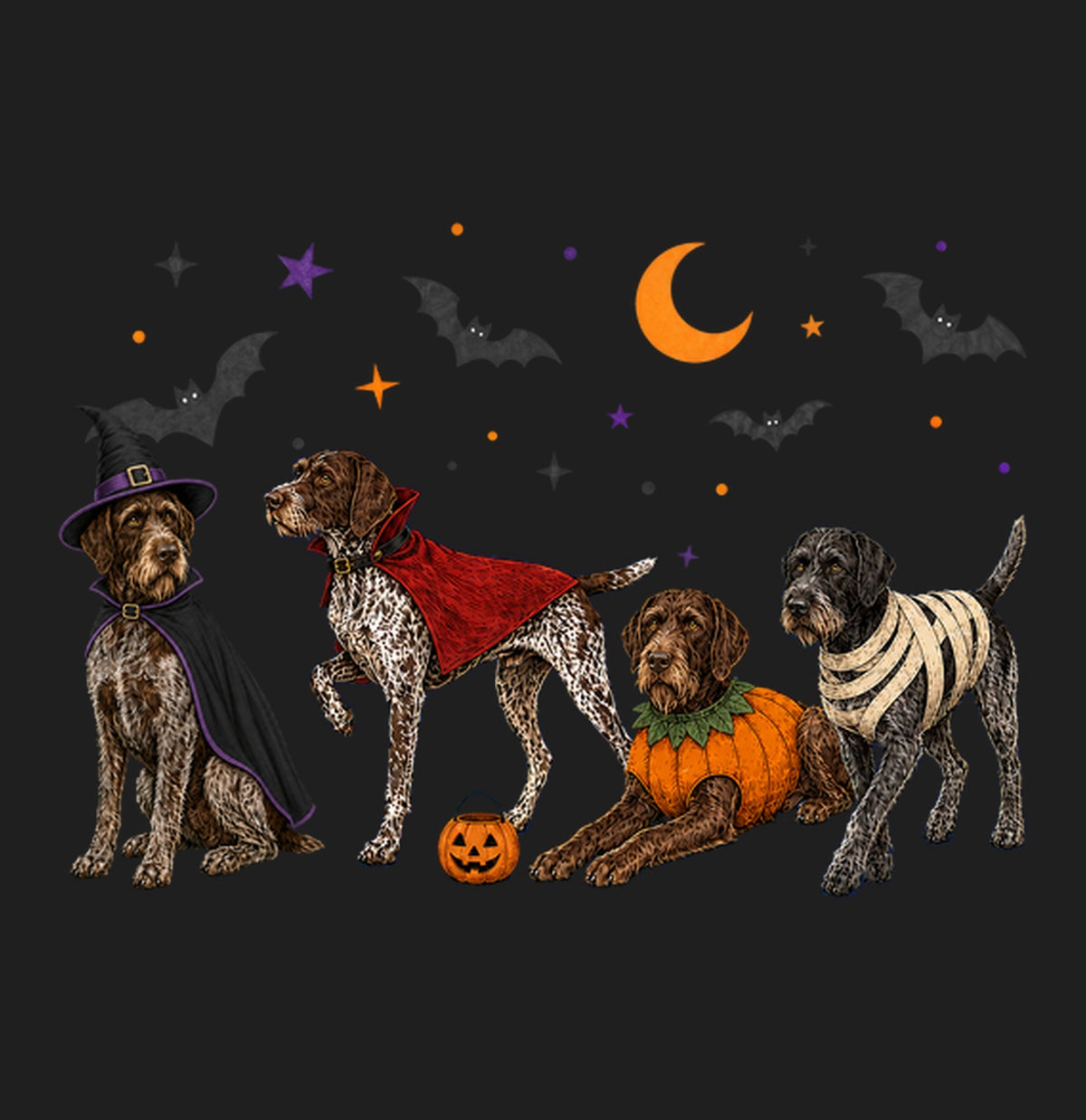 German Wirehaired Pointer Halloween Lineup - Adult Tri-Blend T-Shirt