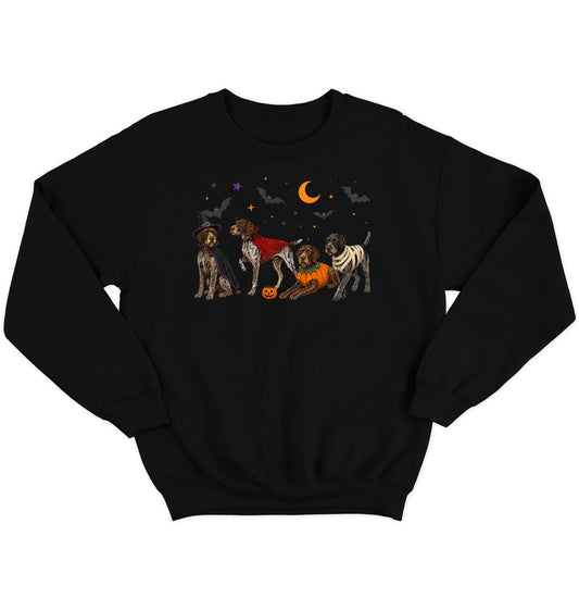 German Wirehaired Pointer Halloween Lineup - Adult Unisex Crewneck Sweatshirt