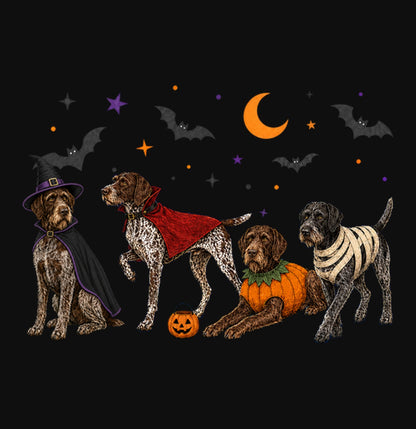 German Wirehaired Pointer Halloween Lineup - Adult Unisex Crewneck Sweatshirt