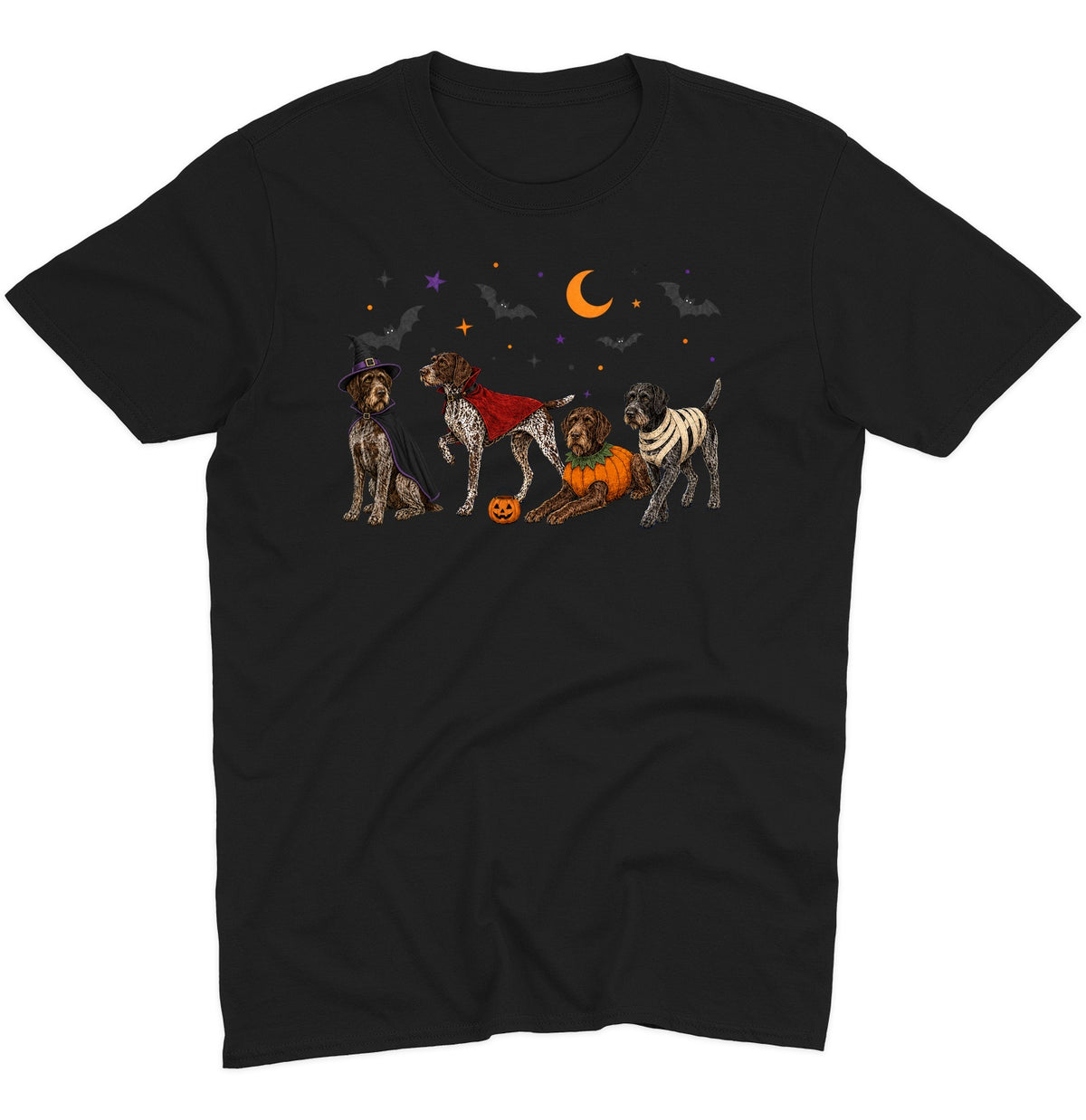 German Wirehaired Pointer Halloween Lineup - Adult Unisex T-Shirt