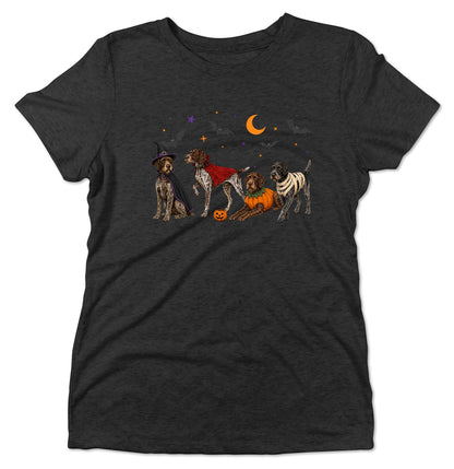 German Wirehaired Pointer Halloween Lineup - Women's Tri-Blend T-Shirt