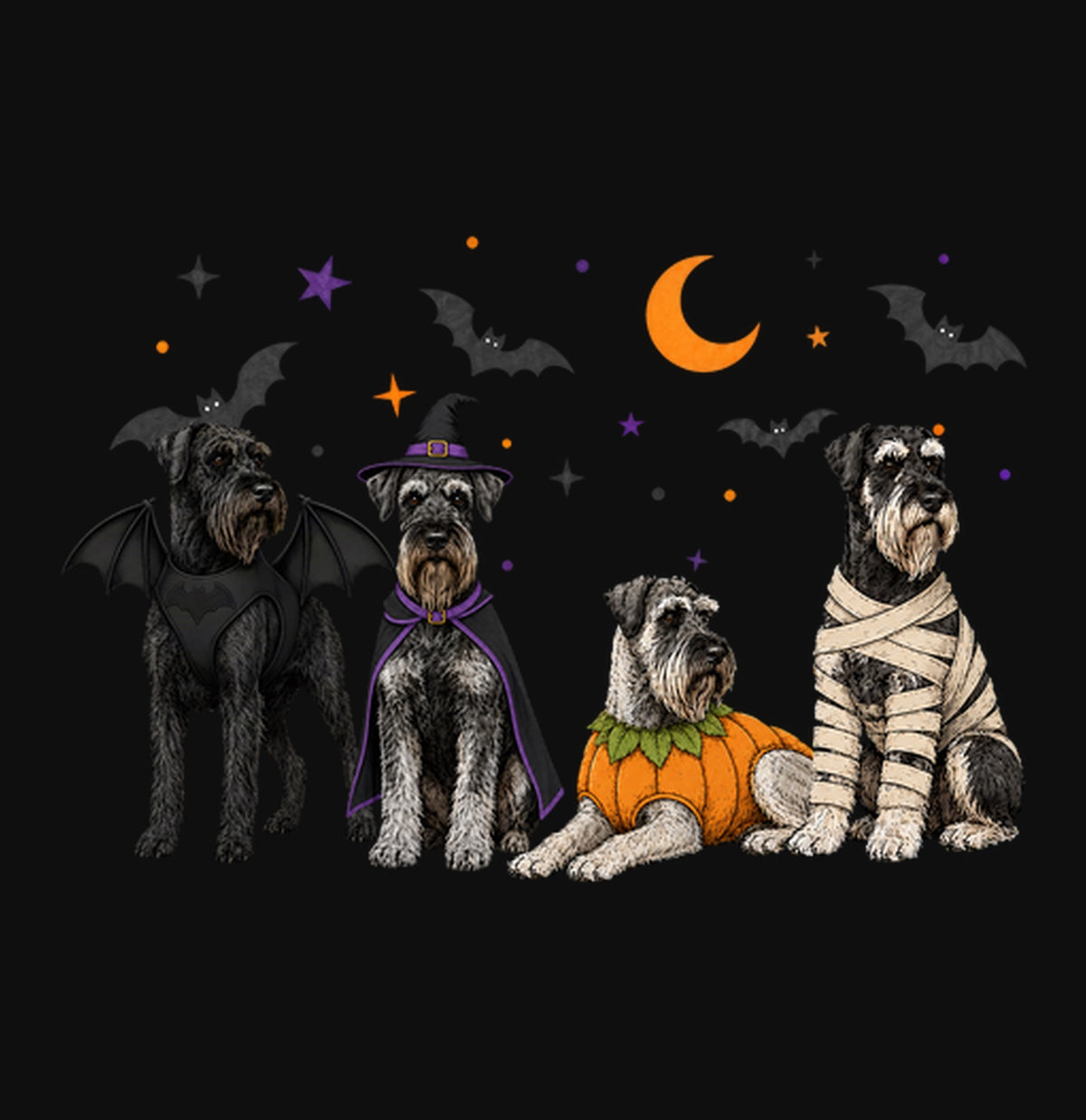 Giant Schnauzer Halloween Lineup - Adult Unisex Crewneck Sweatshirt