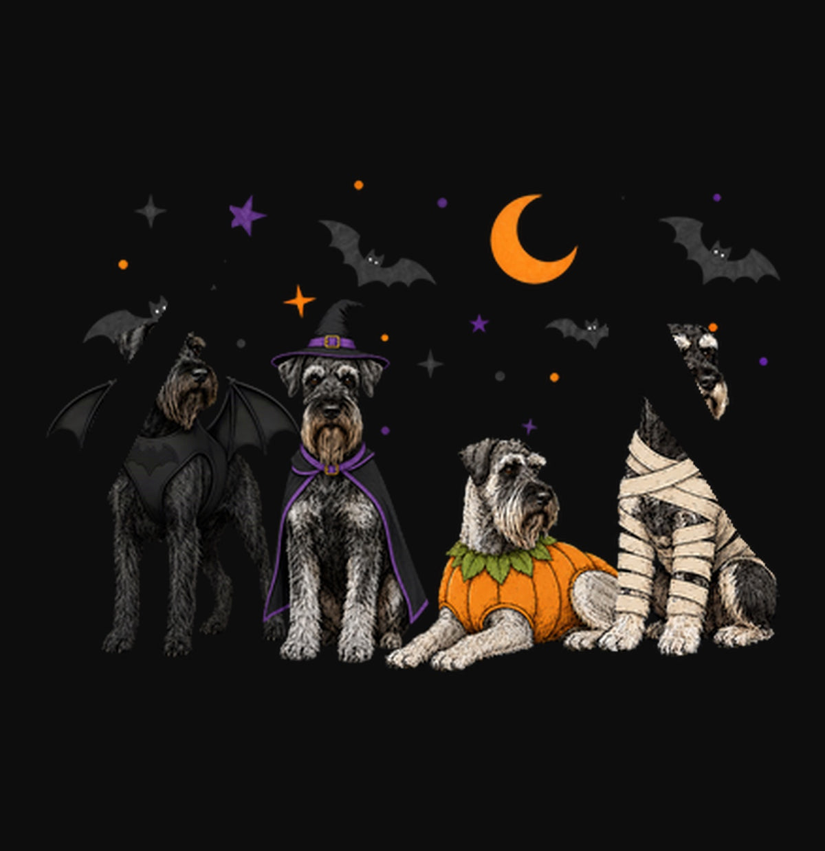 Giant Schnauzer Halloween Lineup - Adult Unisex Hoodie