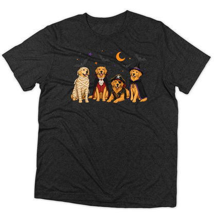 Golden Retriever Halloween Lineup - Adult Tri-Blend T-Shirt