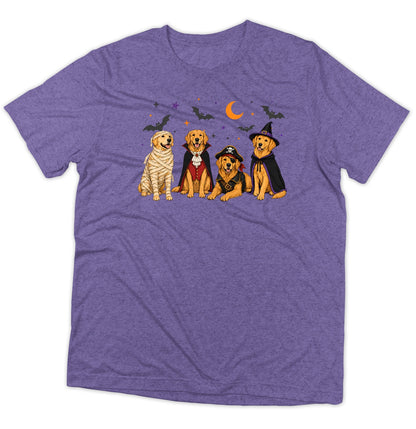 Golden Retriever Halloween Lineup - Adult Tri-Blend T-Shirt