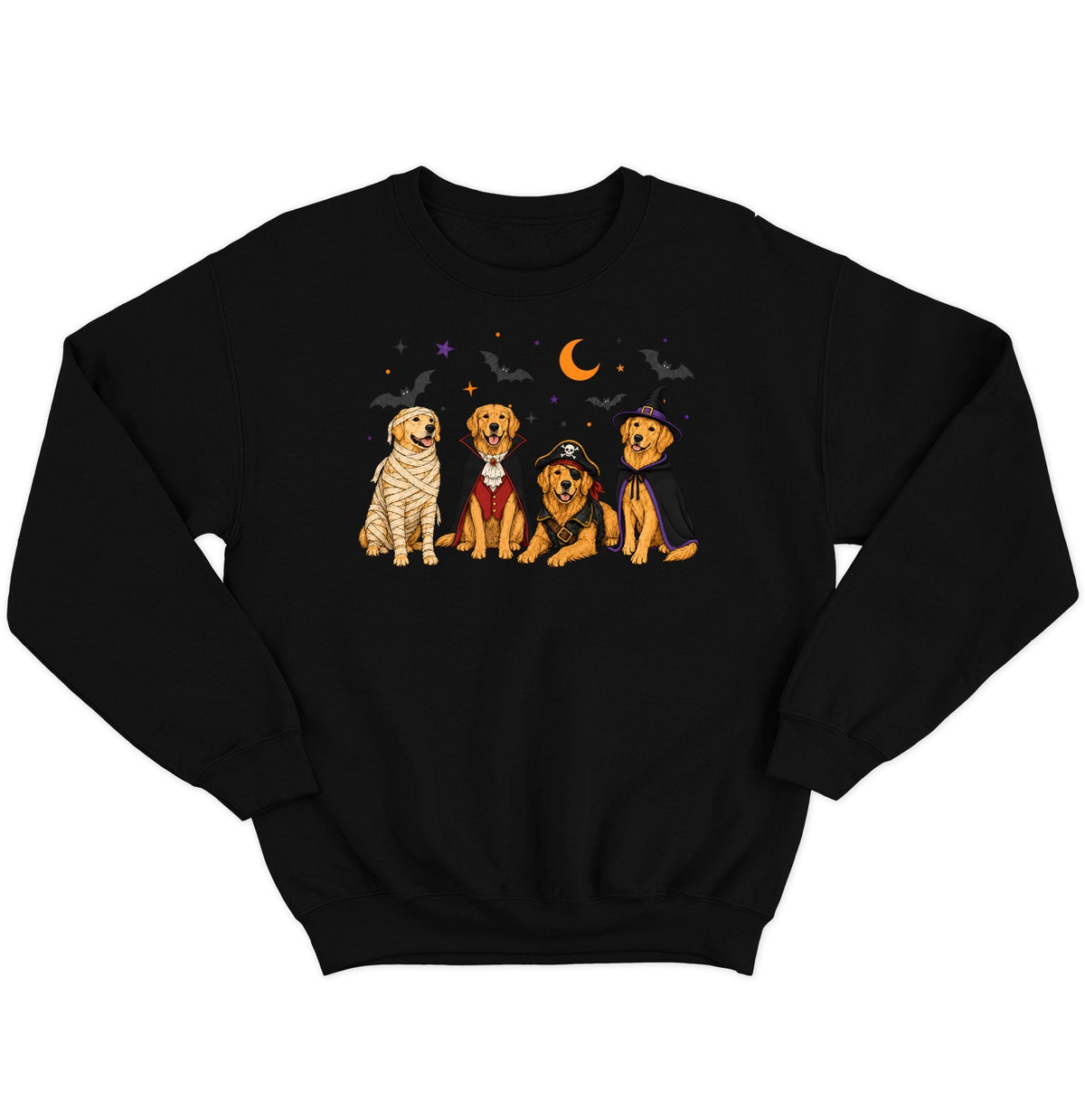 Golden Retriever Halloween Lineup - Adult Unisex Crewneck Sweatshirt