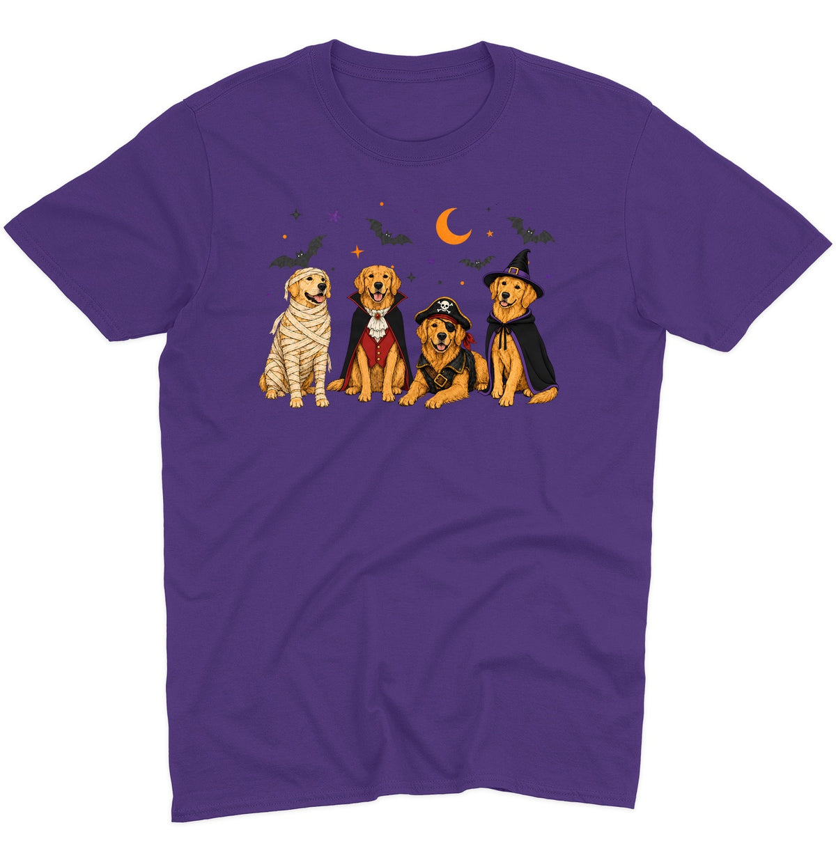 Golden Retriever Halloween Lineup - Adult Unisex T-Shirt