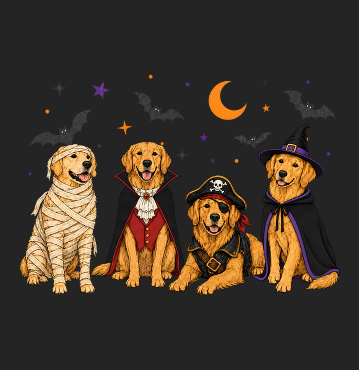 Golden Retriever Halloween Lineup - Women's Tri-Blend T-Shirt