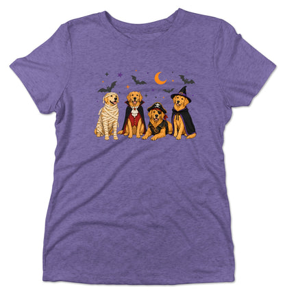 Golden Retriever Halloween Lineup - Women's Tri-Blend T-Shirt