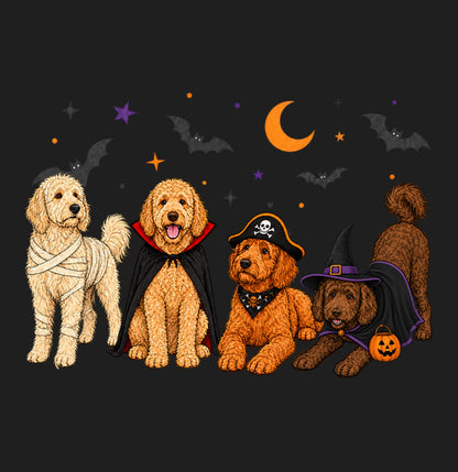 Goldendoodle Halloween Lineup - Adult Tri-Blend T-Shirt