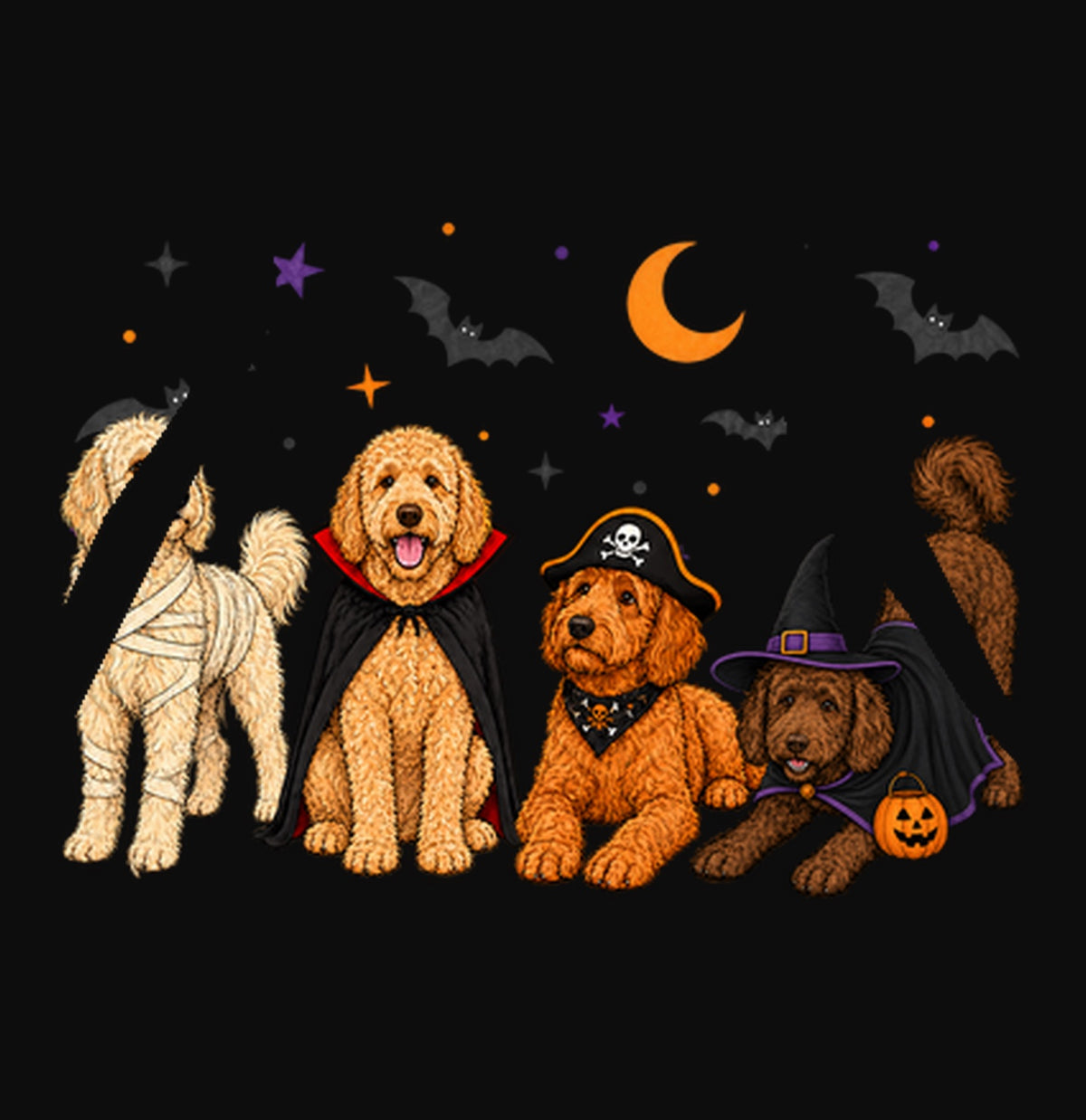 Goldendoodle Halloween Lineup - Adult Unisex Hoodie