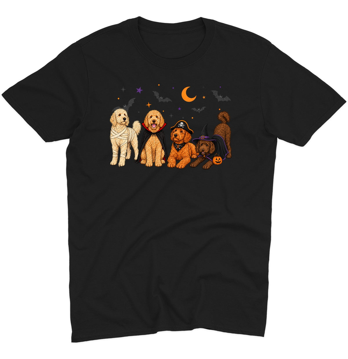 Goldendoodle Halloween Lineup - Adult Unisex T-Shirt