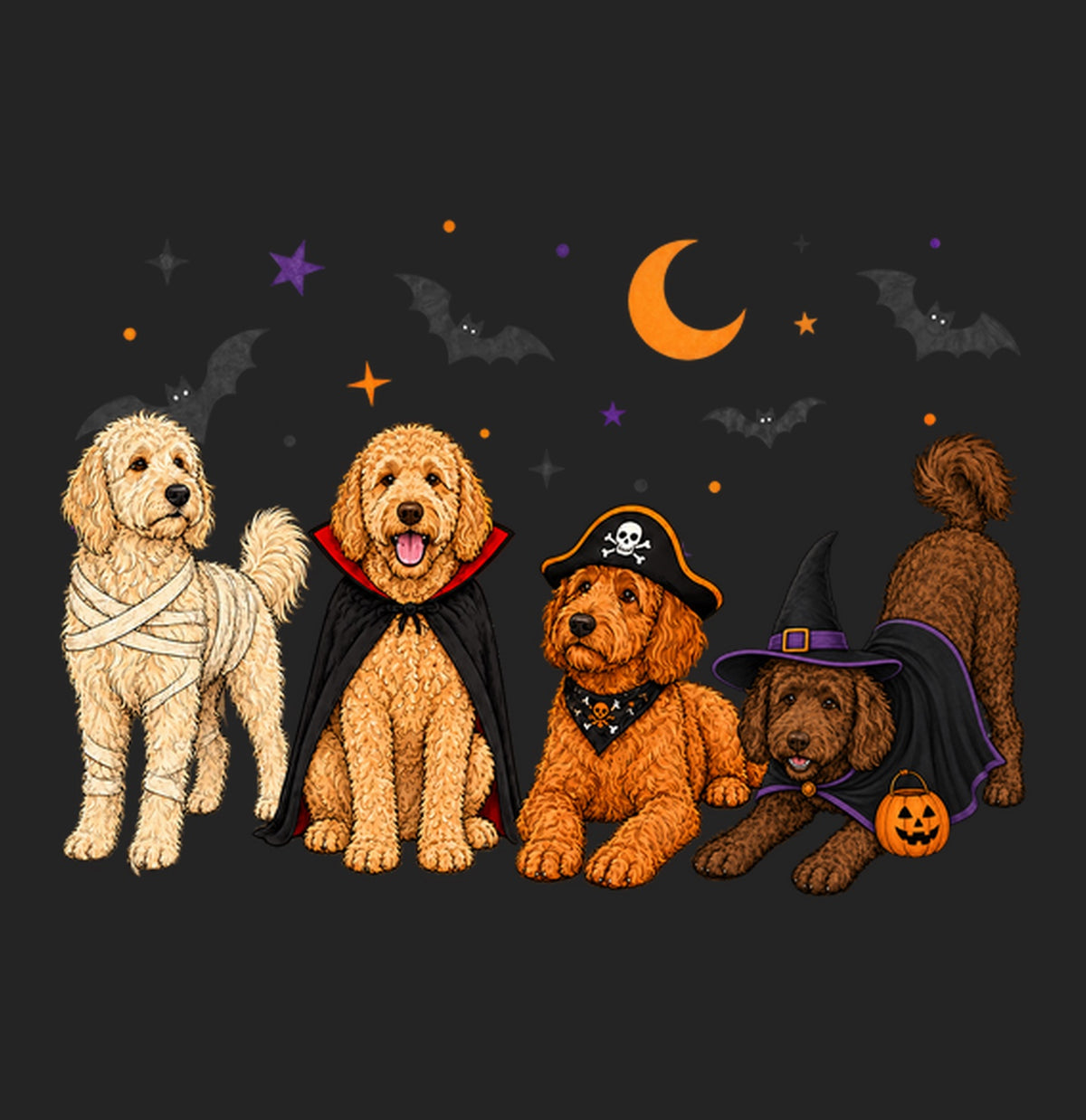 Goldendoodle Halloween Lineup - Women's Tri-Blend T-Shirt