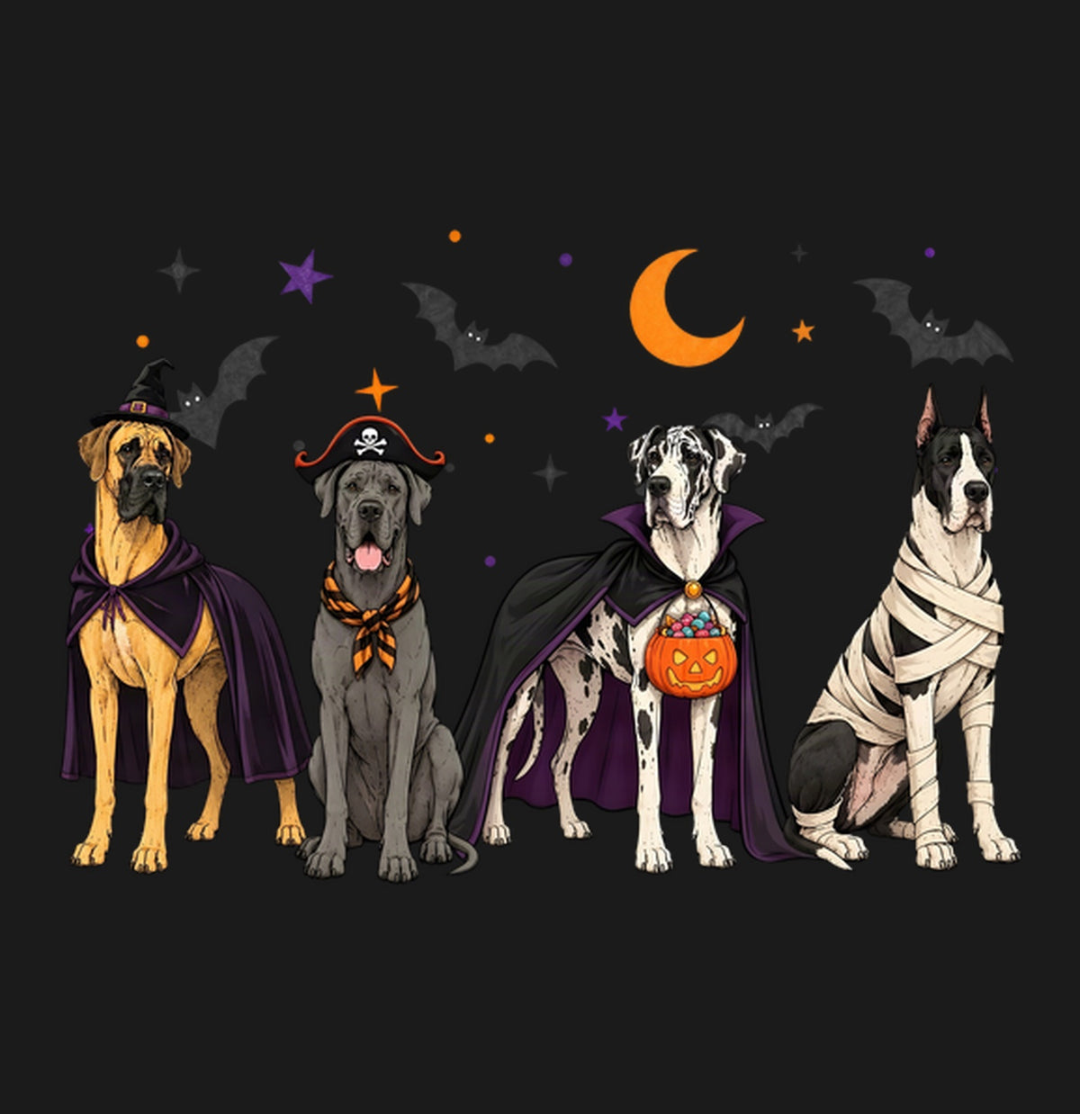 Great Dane Halloween Lineup - Adult Unisex T-Shirt