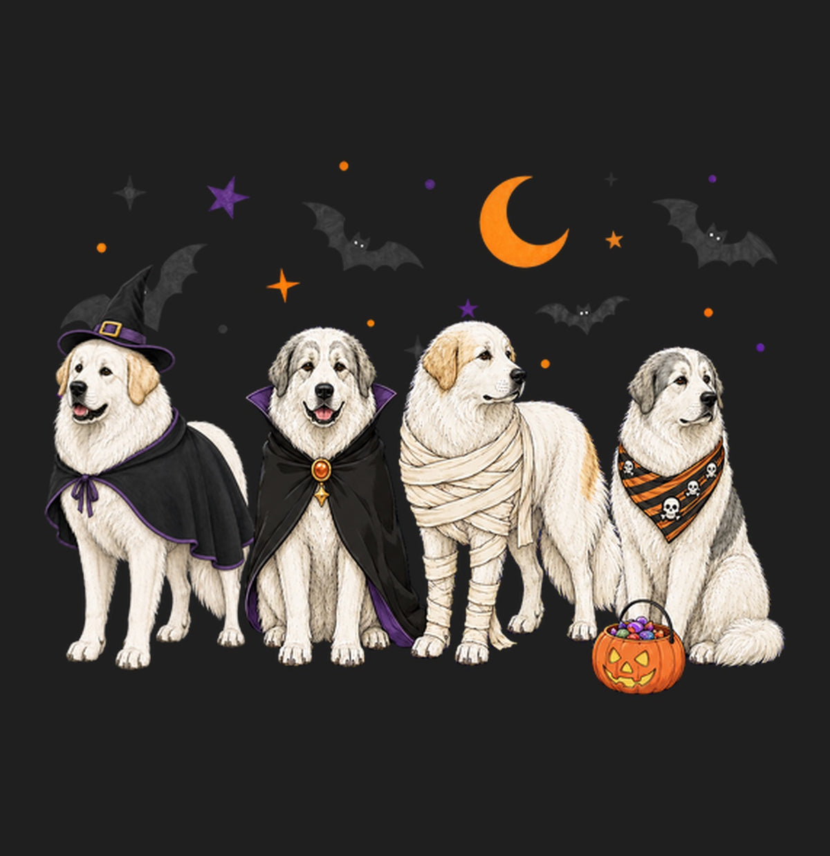 Great Pyrenees Halloween Lineup - Adult Tri-Blend T-Shirt