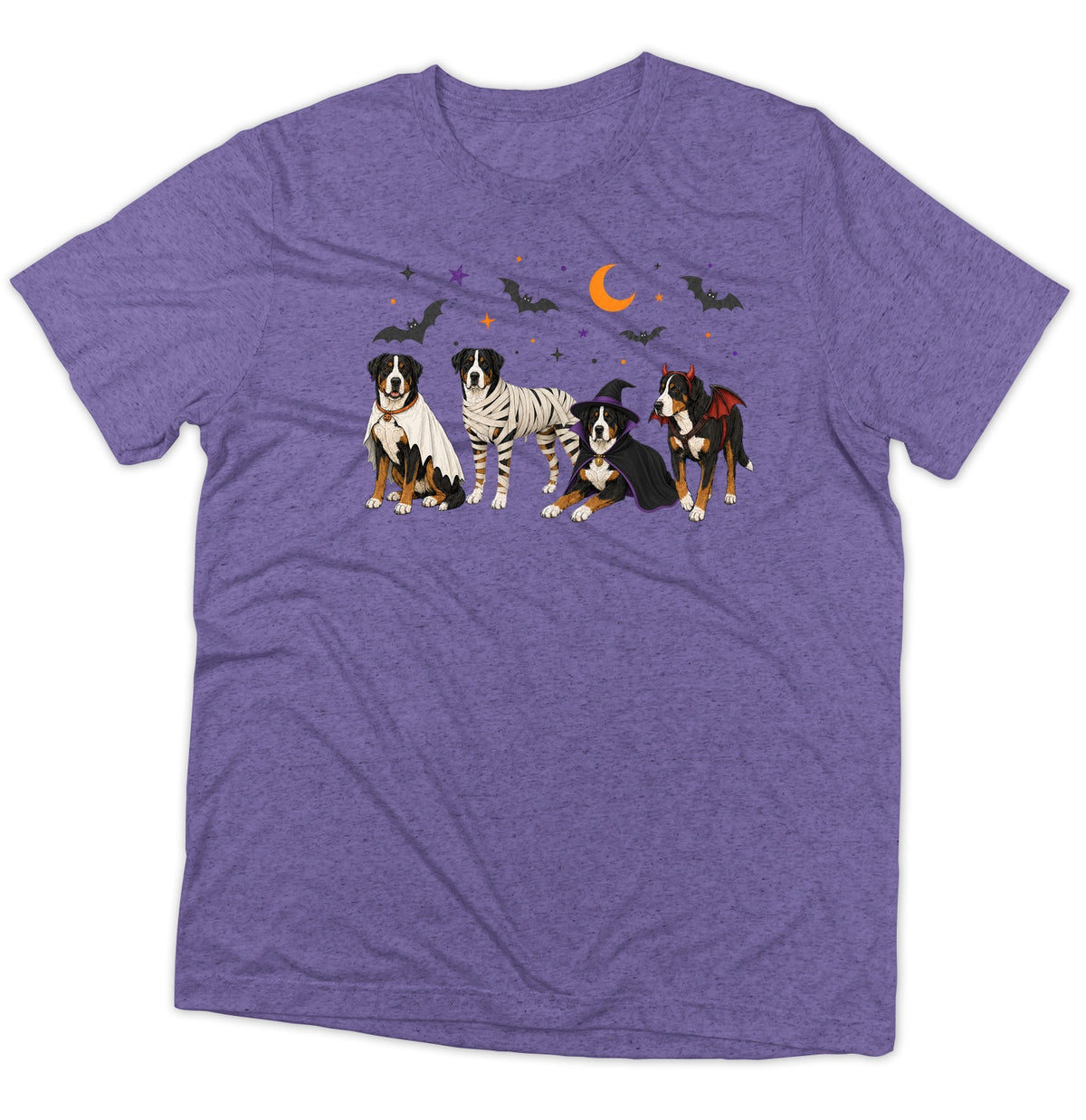 Greater Swiss Mountain Dog Halloween Lineup - Adult Tri-Blend T-Shirt