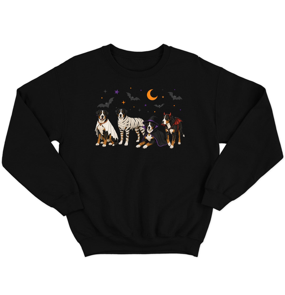 Greater Swiss Mountain Dog Halloween Lineup - Adult Unisex Crewneck Sweatshirt