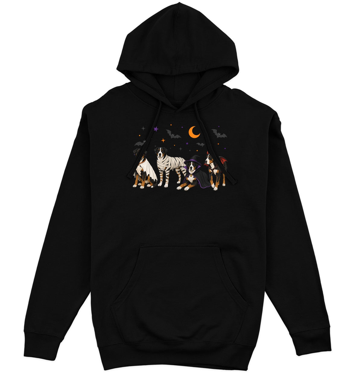 Greater Swiss Mountain Dog Halloween Lineup - Adult Unisex Hoodie