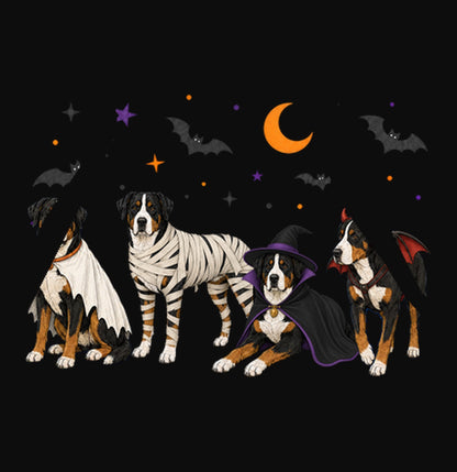 Greater Swiss Mountain Dog Halloween Lineup - Adult Unisex Hoodie
