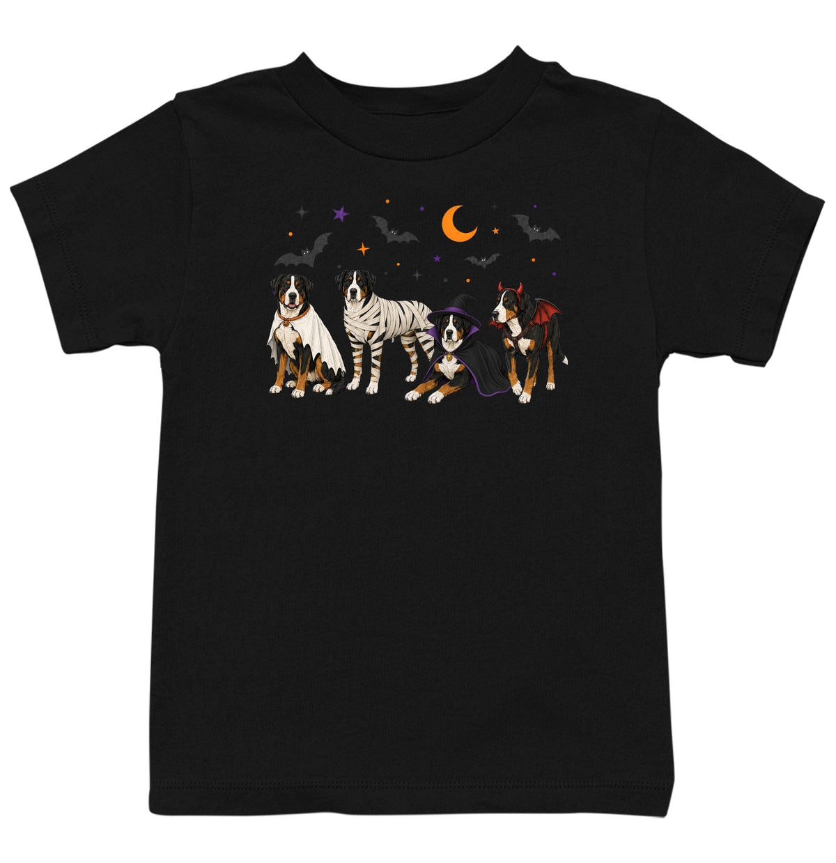 Greater Swiss Mountain Dog Halloween Lineup - Kids Unisex T-Shirt