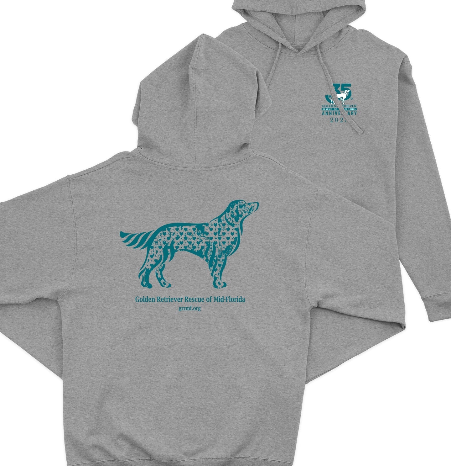 GRRMF Hearts - Adult Unisex Hoodie Sweatshirt - Grey - Large - Specs