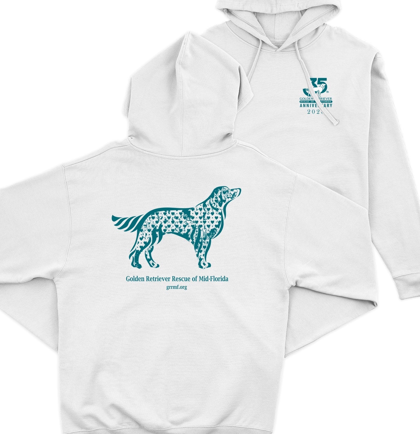 GRRMF Hearts - Adult Unisex Hoodie Sweatshirt - Grey - 2X-Large - White