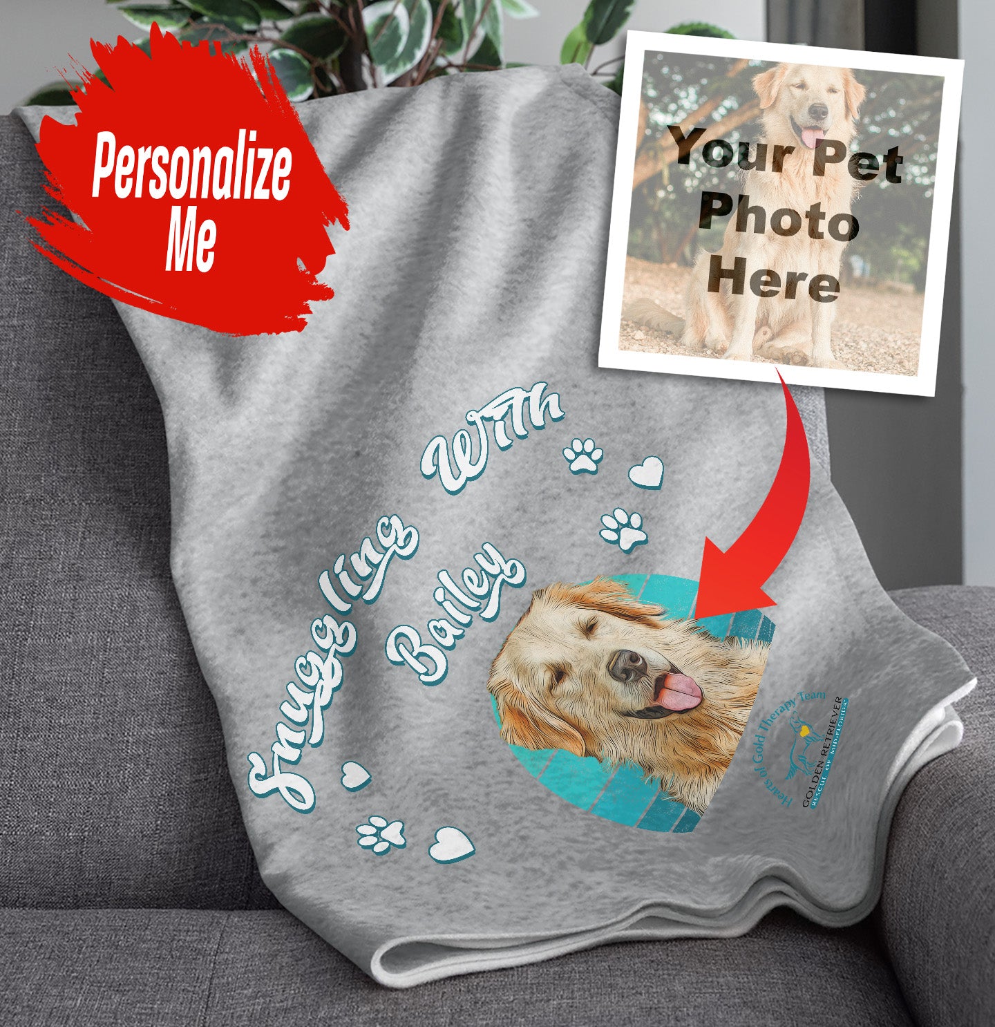 Snuggling With My Pet Hearts of Gold - Personalized Custom Fleece Sweatshirt Blanket