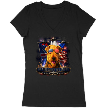 In Airedale Terriers We Trust - Women's V-Neck T-Shirt