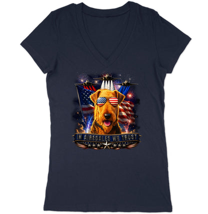 In Airedale Terriers We Trust - Women's V-Neck T-Shirt