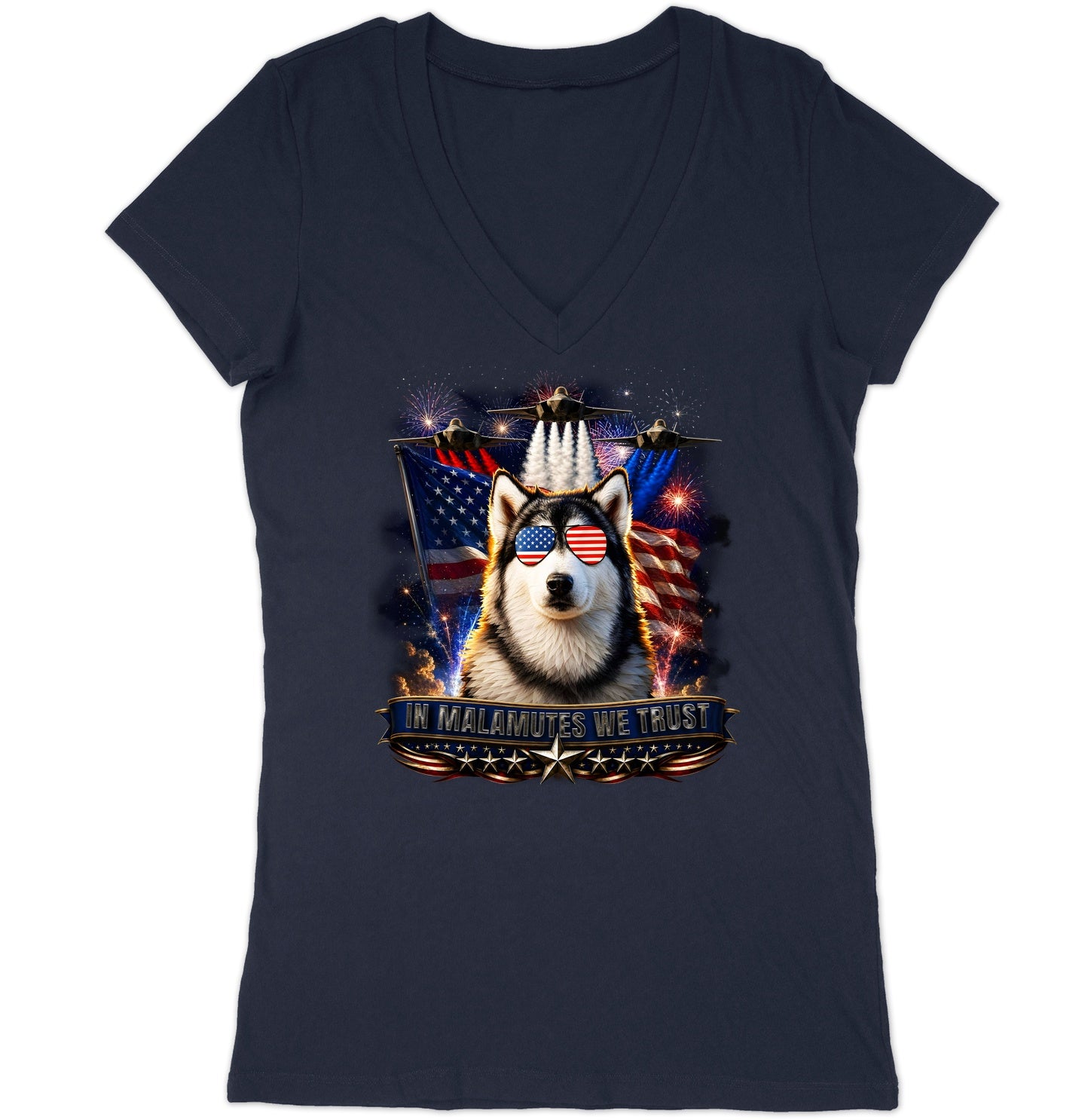 In Alaskan Malamutes We Trust - Women's V-Neck T-Shirt