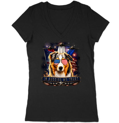 In Australian Shepherds We Trust - Women's V-Neck T-Shirt