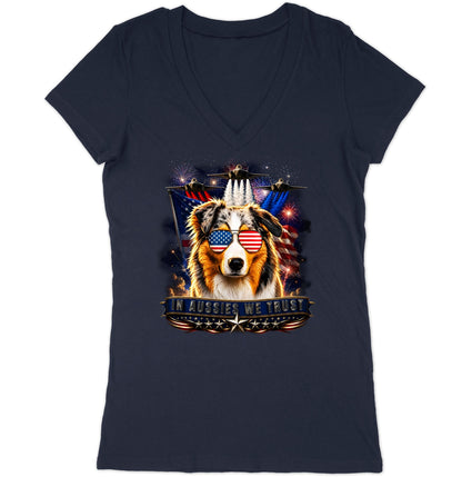 In Australian Shepherds We Trust - Women's V-Neck T-Shirt
