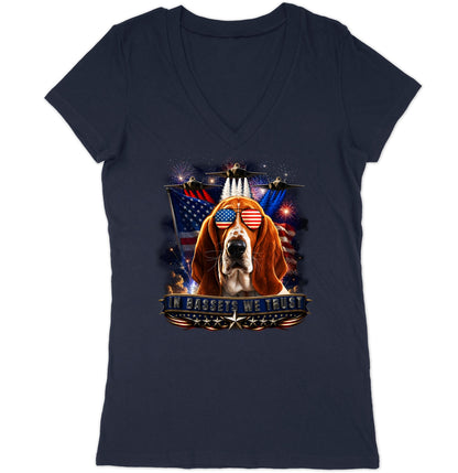 In Basset Hounds We Trust - Women's V-Neck T-Shirt