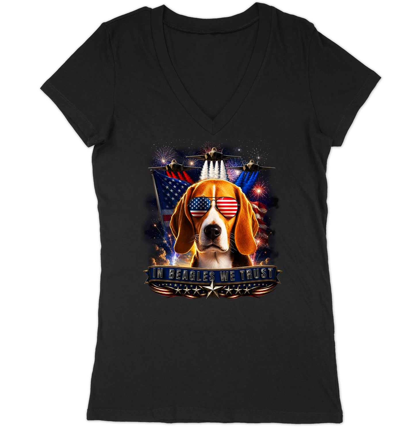 In Beagles We Trust - Women's V-Neck T-Shirt