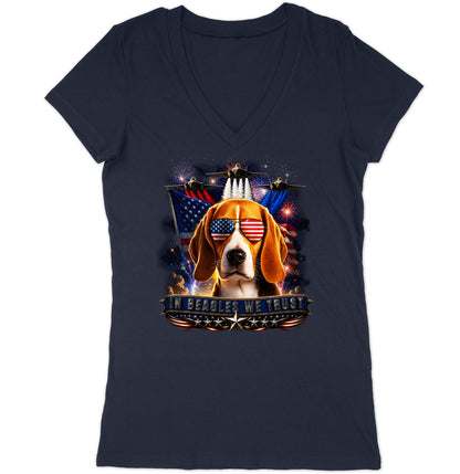 In Beagles We Trust - Women's V-Neck T-Shirt
