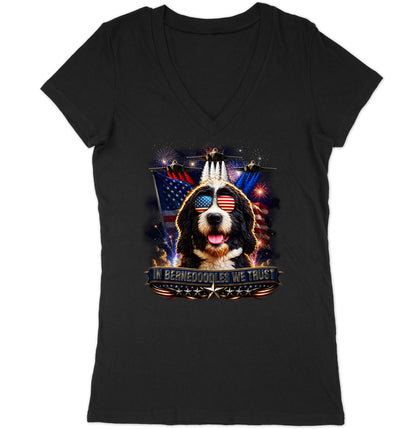 In Bernedoodles We Trust - Women's V-Neck T-Shirt