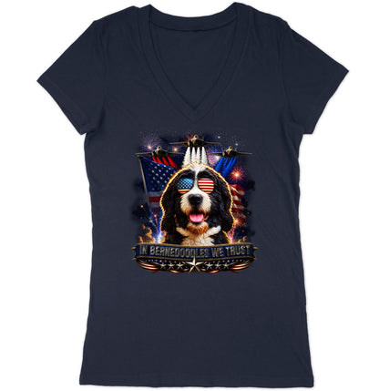 In Bernedoodles We Trust - Women's V-Neck T-Shirt