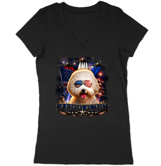In Bichons Frises We Trust - Women's V-Neck T-Shirt