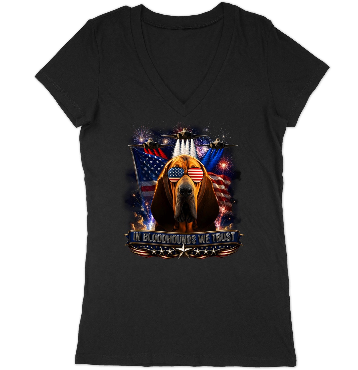 In Bloodhounds We Trust - Women's V-Neck T-Shirt