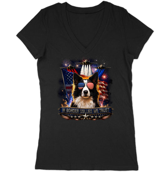 In Border Collies We Trust - Women's V-Neck T-Shirt