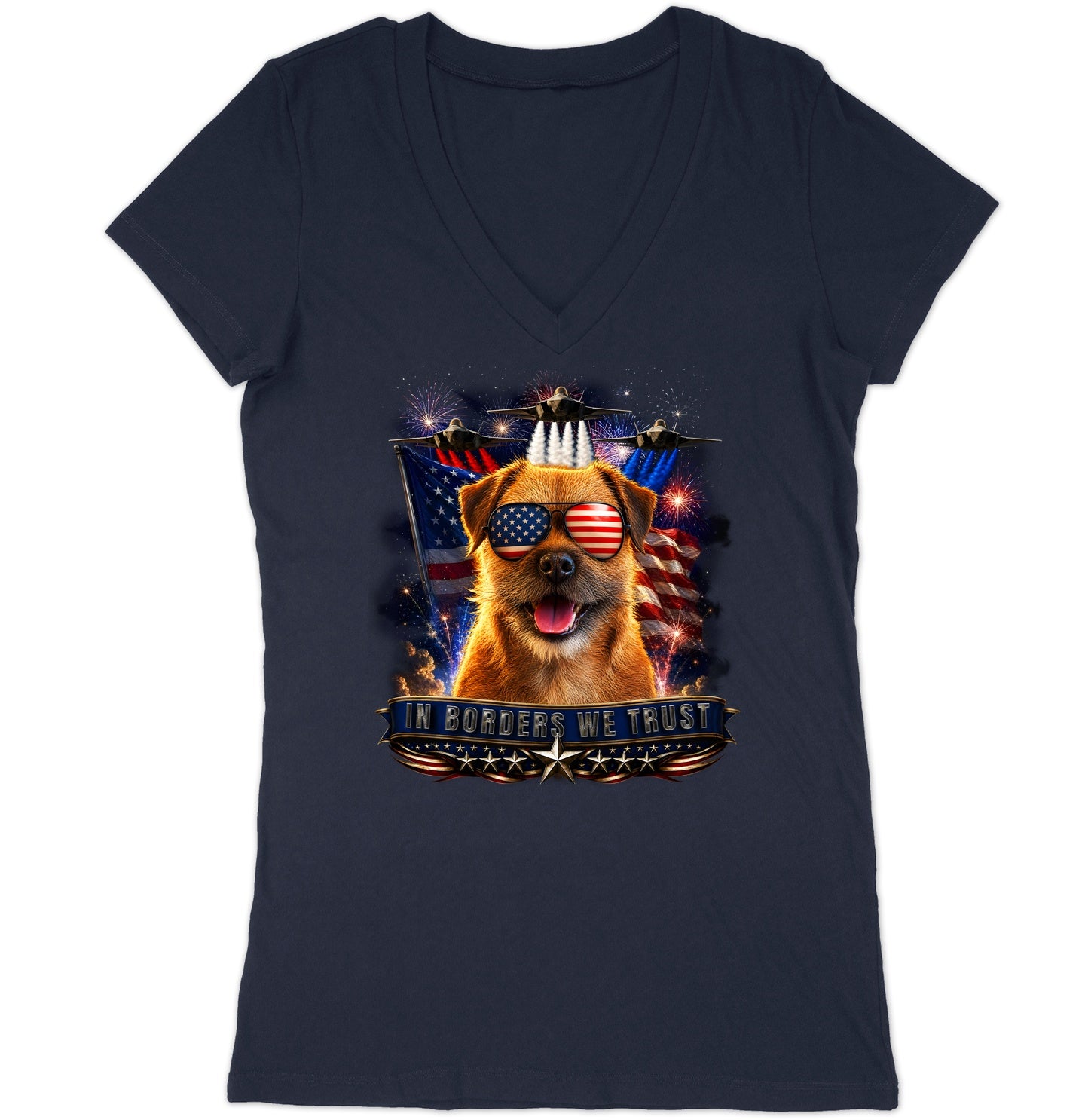 In Border Terriers We Trust - Women's V-Neck T-Shirt