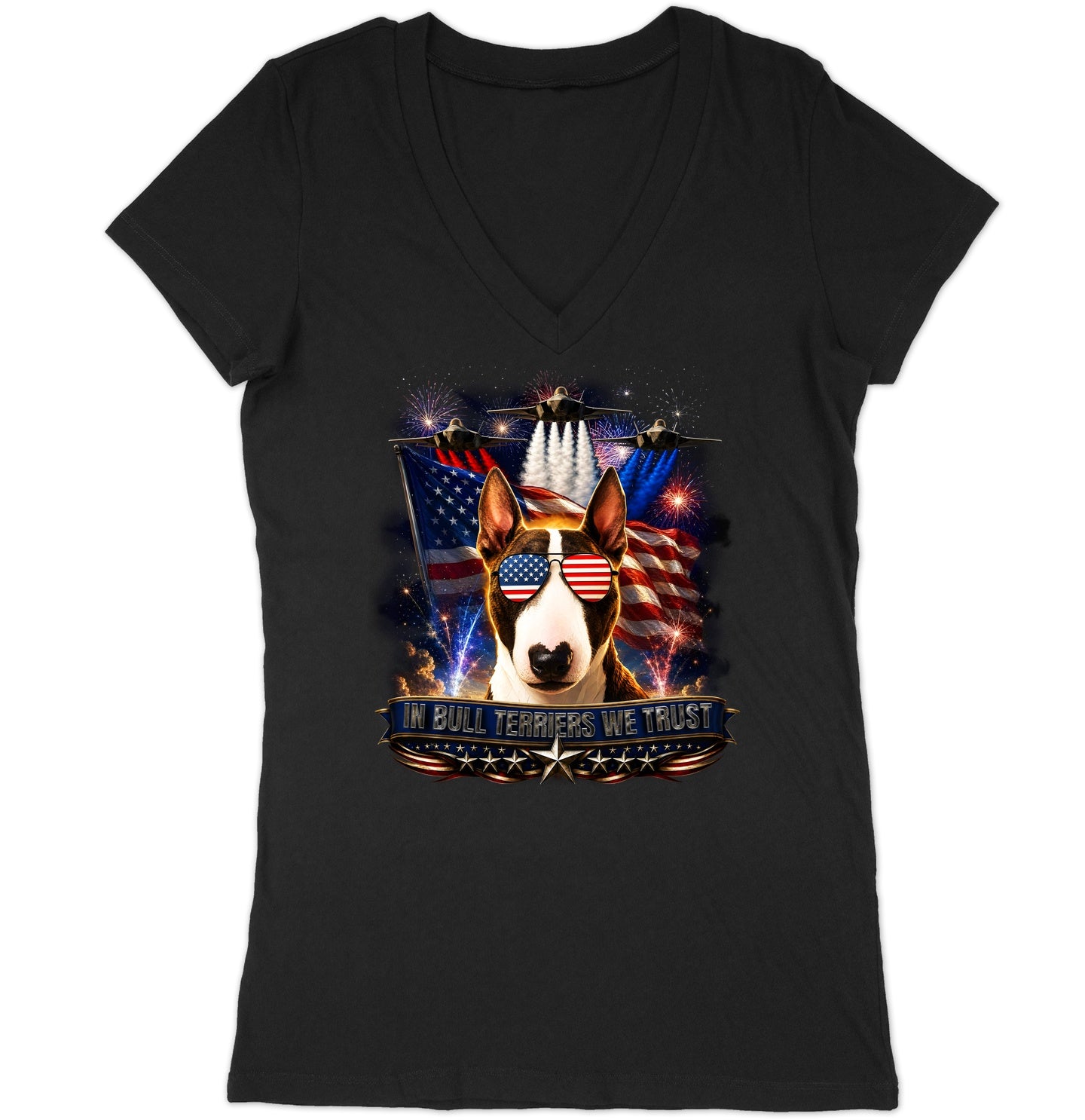 In Bull Terriers We Trust - Women's V-Neck T-Shirt