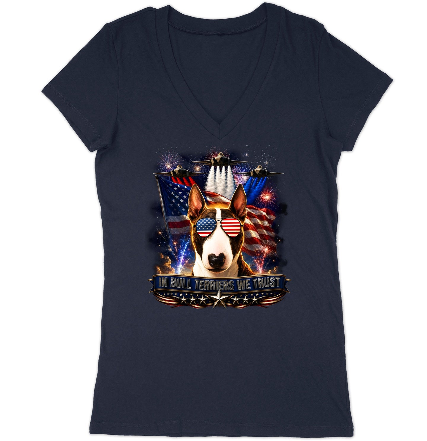 In Bull Terriers We Trust - Women's V-Neck T-Shirt